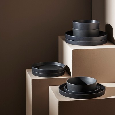 Charcoal Ceramic 12-Piece Dinnerware Set, Service for 4
