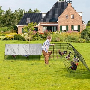 Metal Chicken Coop with Run - Outdoor Portable Chicken Tractor with Waterproof Cover, Predator-Proof Poultry Enclosure for Hens, Ducks, Rabbits - 1 of 4