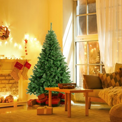 Costway 6FT/7.5FT/9FT PVC Christmas Tree Hinged Solid Metal Legs