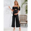 Whizmax Women's Maternity Summer Cutout Jumpsuits Puff Short Sleeve Sweetheart Neck Ruffle Casual High Waist Wide leg Rompers - 2 of 4