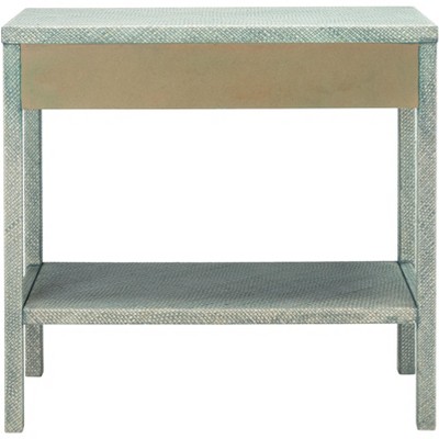 Turquoise and Antique Gold Wood Hallway Table with Storage