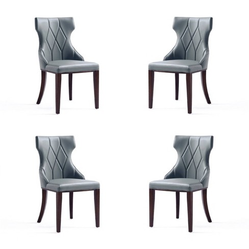 Set Of 4 Reine Faux Leather Dining Chairs Pebble Gray Manhattan