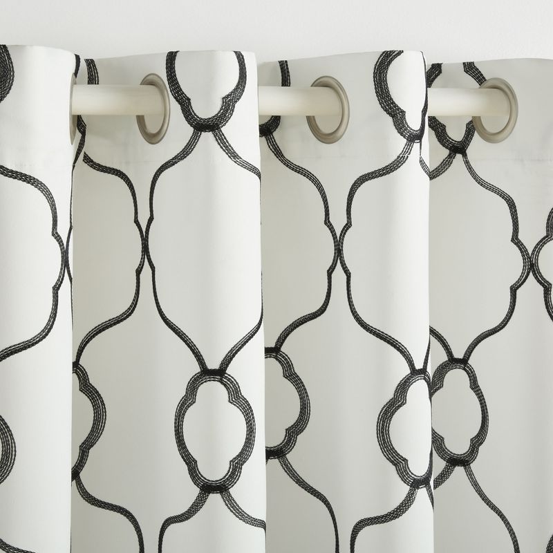 Exclusive Home Belmont Embroidered Room Darkening Blackout Grommet Top Curtain Panel Pair, 2 of 4
