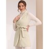 Allegra K Women's Lapel Collar Sleeveless Long Coat Double Breasted Belt Waist Trench Vest - 2 of 4