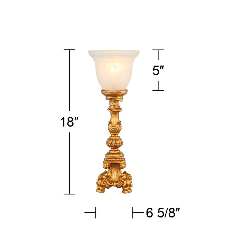 Regency Hill Traditional Accent Table Lamp 18" High French Gold Uplight Alabaster Glass Shade Living Room Bedroom House Bedside, 4 of 10