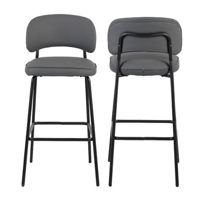 New Classic Furniture,Blythe Vegan Leather Bar Chair in Gray (Set of 2)