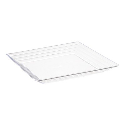 Smarty Had A Party 16" x 16" Clear Square Plastic Serving Trays - 24 pcs