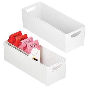 Plastic Storage Basket - Kitchen Office Pantry Organizer Bins-White -  Udderly Organized