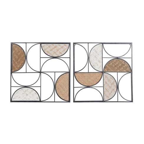 Metal Fish Striped Wall Decor With Metal Wire Designs Brown - Olivia & May  : Target