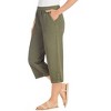 Collections Etc Stylish Button Trimmed Elasticized Waist Capris - 3 of 4