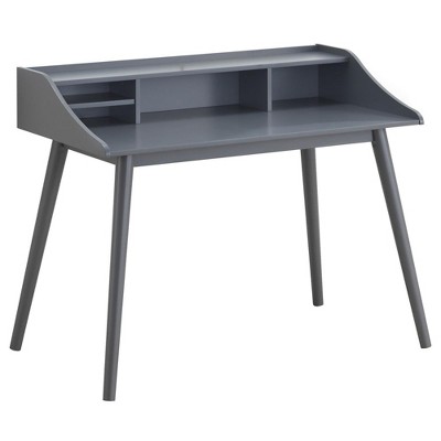 NicBex 45.25 Inch Mid-Century Wood Home Office Writing Desk with Open Shelves for Bedroom,Study Room,Office,Gray