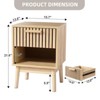 Boho Nightstand, Small Side Table Night Stand with Drawer Open Shelf, Bedside End Table with Wood Strip Decorated Drawer - 3 of 4