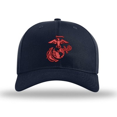 OUTSIDE THE WIRE Leatherneck for Life 3D Eagle Globe & Anchor Structured USMC Hat - RED Logo