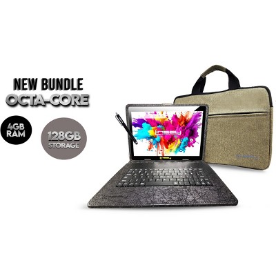 LINSAY 10.1" OCTA CORE 128GB STORAGE ANDROID 14 BUNDLE with UNIQUE ORACLE KEYBOARD CASE and TABLET BRIEFCASE
