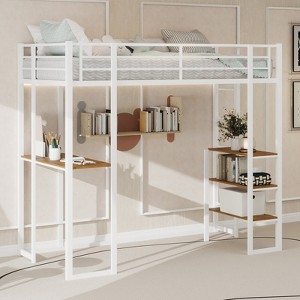 SeaCamel Kids Youth Iron Frame Loft Bed with L-Shaped Desk - Double-Sided Stairs & Railings, Space-Saving - 1 of 4