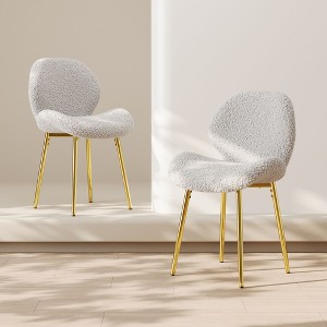 CAVINAS 19.8" Modern Minimalist Dining Chairs,Set of 2,Teddy Velvet Accent Chairs for Dining Room,Dining Furniture Chair,Vanity Chairs - 1 of 4
