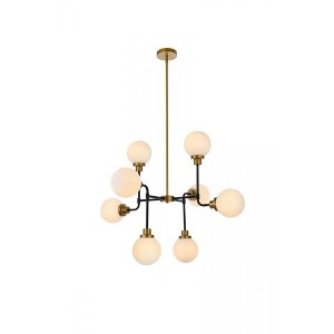 Elegant Lighting Hanson 8 lights pendant in black with brass with frosted shade - 1 of 4