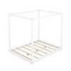Quuen Size Bed Frame, Modern Wooden Canopy Bed Frame with Low Base Support Legs, King Size Canopy Bed for Kids Teens, No Box Spring Needed White - 3 of 4