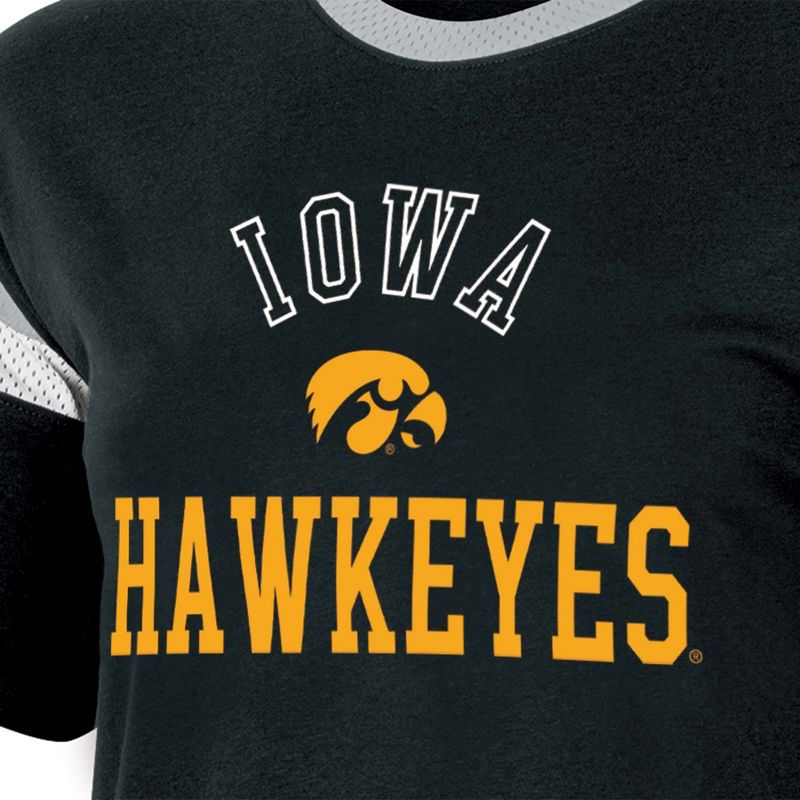 NCAA Iowa Hawkeyes Women&#39;s Short Sleeve Stripe T-Shirt, 3 of 4