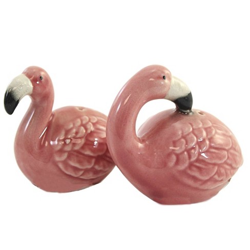 Pink Flamingo Salt and Pepper Shaker Set in Ceramic