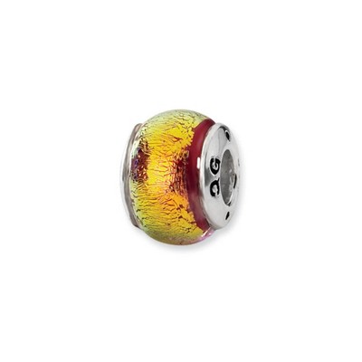 Black Bow Jewelry Orange Dichroic Glass Sterling Silver Bead Charm