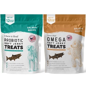 Chew + Heal Wild-Caught Alaskan Salmon Digestive + Skin & Coat Soft Jerky Packs for Dogs, Promote Intestinal Well-Being and Healthy Fur - 2 PK - 1 of 4