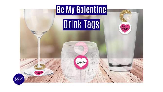 Big Dot of Happiness Be My Galentine - Galentine's & Valentine's Day Party Paper Beverage Markers for Glasses - Drink Tags - Set of 24, 2 of 10, play video