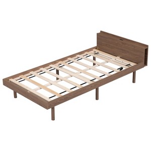 Bellemave  Modern Design Twin Size Platform Bed Frame with Built-in USB port for Walnut  Color - 1 of 3