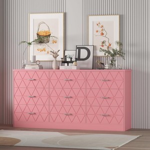 9 Drawer Dresser for Bedroom with Power Outlet, 63'' Wooden Large Dresser with Wide Drawer - 1 of 4