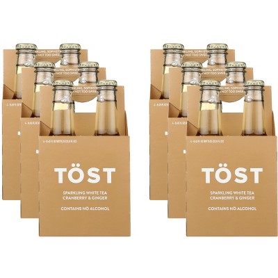 Tost Sparkling White Tea Ginger & Cranberry - Case of 6 - 4 bottles/8.45 fl oz.