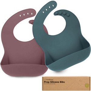 KeaBabies 2-Pack Silicone Bibs For Babies, Food Grade Silicone Baby Bibs for Eating, Feeding, Baby Boy & Girl Bibs - 1 of 4