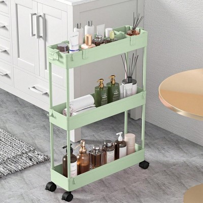 YONWAY Storage Cart, Rolling Utility Organizer Cart, Mobile Shelving Unit Slide Out Storage Shelves for Kitchen, Living Room and Bathroom