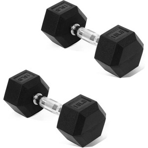 Hex Dumbbell Set of 2, Rubber Encased Weights with Anti-Slip Grip for Strength Training & Fitness - 1 of 4