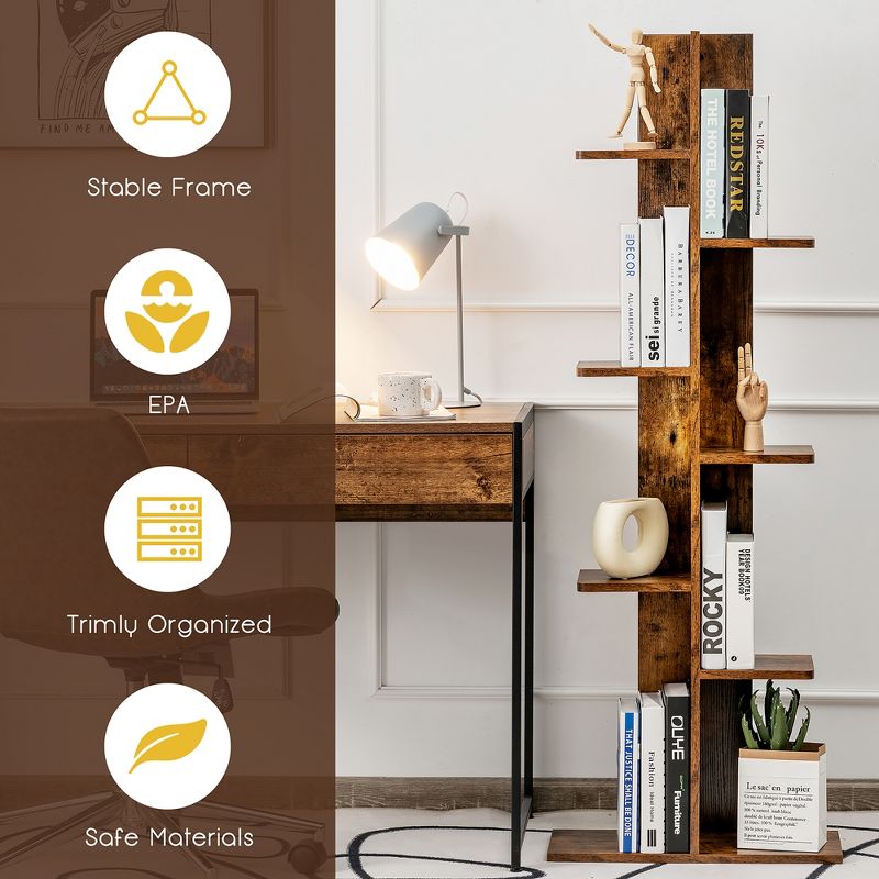 Costway Open Concept Bookcase Plant Display Shelf Rack Holder Wood Walnut\Brown, 4 of 11