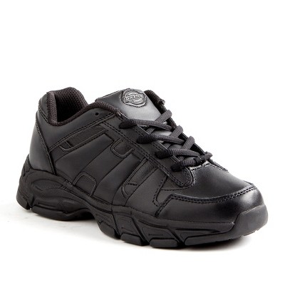 black leather slip resistant work shoes