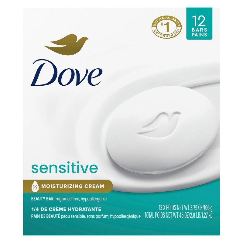 Dove Beauty Sensitive Skin Moisturizing Unscented Beauty Bar Soap, 3 of 12