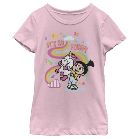 Despicable Me Girl's Despicable Me Minions Its So Fluffy Unicorn T-Shirt - Light Pink - Large