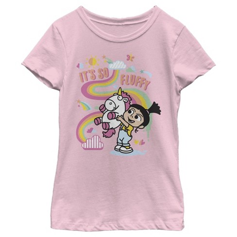 Pink fluffy shop unicorn t shirt