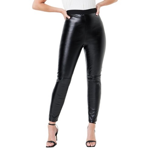 June + Vie By Roaman's Women's Plus Size Faux Leather Legging, 30/32 -  Black : Target