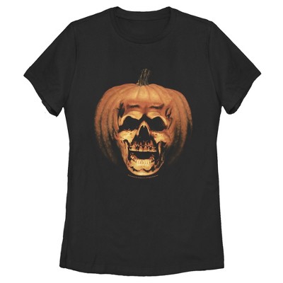 Women's Halloween II Skeleton Carved Pumpkin T-Shirt