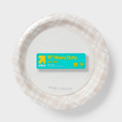 Neutral Plaid Paper Plate 10" - 54ct - up&up™