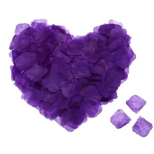 Unique Bargains Silk Realistic Appearance Artificial Flower Rose Petals 2x2 Inch 3200 Pcs Purple&Blue - 1 of 3