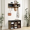 Versatile Entryway Storage Bench with Shoe Rack, Coat Hooks & Blackboard, Hall Tree Organizer for Hallway, Mudroom, Living Room - 2 of 4