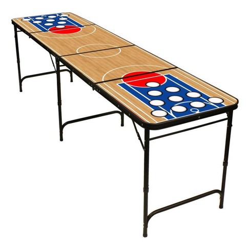 Red Cup Pong 8 Folding Beer Pong Table With Bottle Opener Ball Rack And 6 Pong Balls Basketball Design