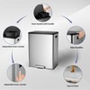 GustoWave 16 Gallon Kitchen Trash Can, 30L+30L Step Dual Recycling Bin with 2 Removable Barrel, Soft Close Lid, Stainless Steel Garbage Can - 2 of 4
