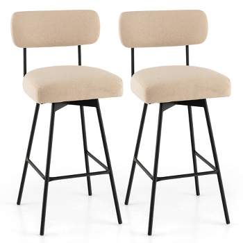 Tangkula 2PCS Swivel Bar Stool 29" Upholstered Bar Height Dining Chair w/ Footrest