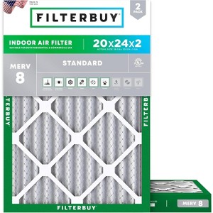 Filterbuy 20x24x2 Air Filter (2-Pack), Pleated MERV 8 Dust Defense Replacement HVAC AC Furnace Filters (Actual Size: 19.38 x 23.38 x 1.75) - 1 of 4