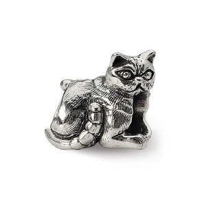 Black Bow Jewelry Sterling Silver Exotic Shorthair Cat Bead Charm - 1 of 4