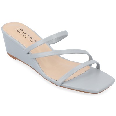 Journee Collection Womens Takarah Crossover Strap Slip On Wedge Sandals