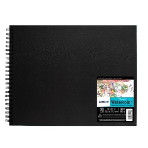 Canson Artist Series Montval Watercolor Art Book, Black Cover, Side Wire Binding, 20 Sheet, 14x11 inch, 1 Count - 1 of 4